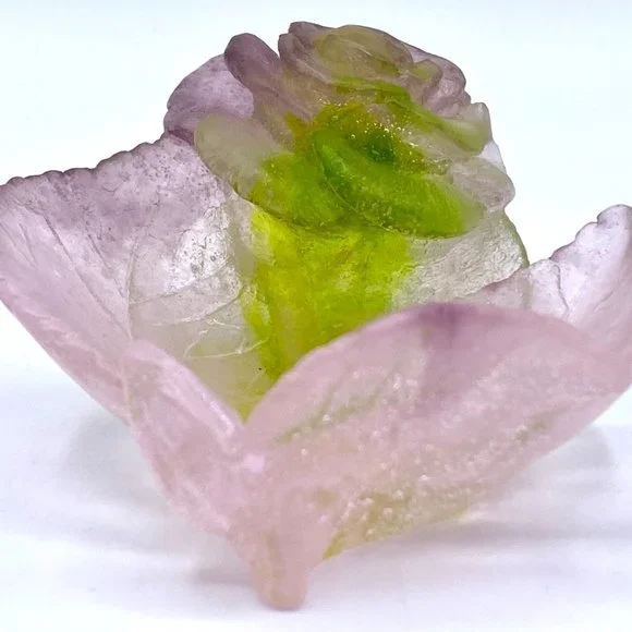 DAUM Pate de Verre Rose Vide Poche Small Ornamental Bowl French Art Glass MC1514 - Picture 3 of 10